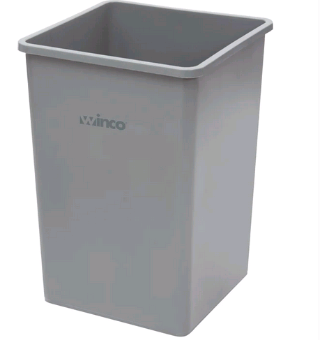 Winco Tall Square Trash Can - 35 Gallon, Gray PTCS-35G
