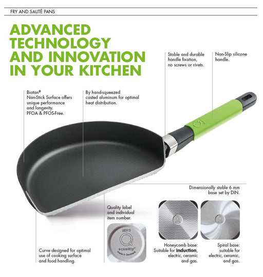 Squailty Induction Frying Pan 20cm (8") Grey Handle 37120G on white background information sheet