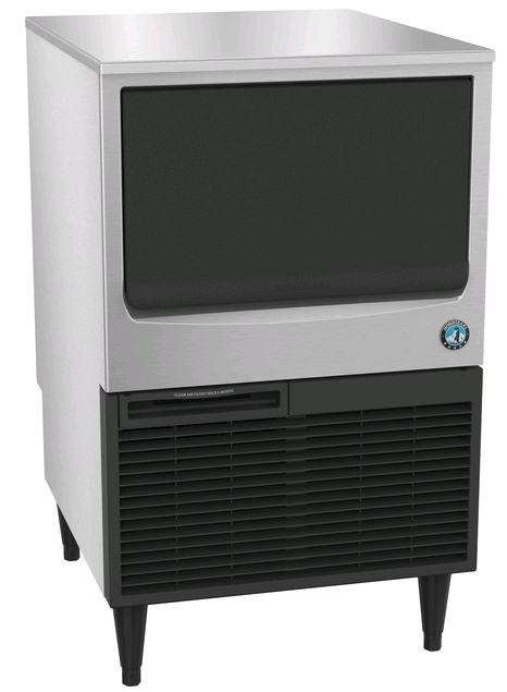 Hoshizaki KM-101BAH, Crescent Cuber Icemaker, Air-cooled, Built in Storage Bin on white background