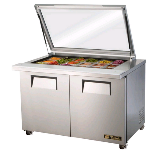 True Refrigeration 48" Mega top Prep Table with Glass lid on white background