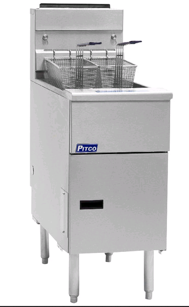Pitco® SG14-S Liquid Propane 40-50 lb. Stainless Steel Floor Fryer on white background