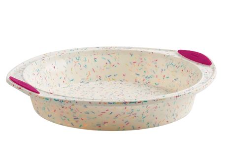 Trudeau Confetti Structured Silicone 9" Round Cake Pan on white background