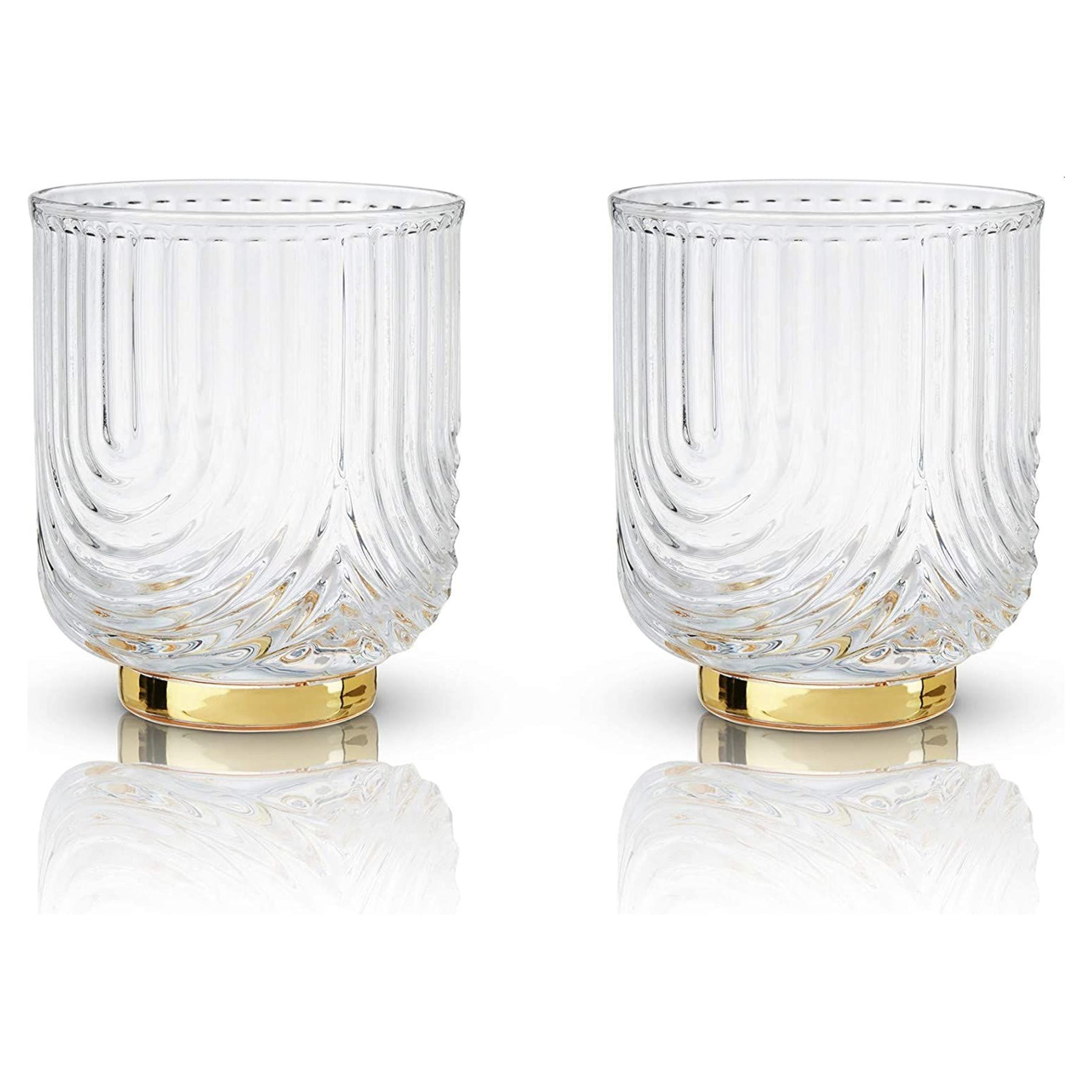 Viski 7948 Gatsby Glass Tumblers Gold and Crystal (Set of 2)