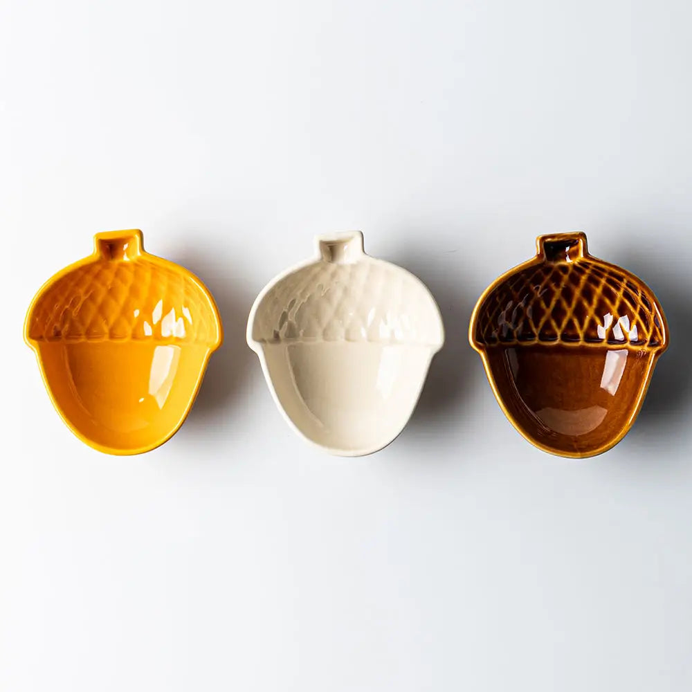 Bia Harvest 'Acorn' Stoneware Dip Bowls - Set of 3
