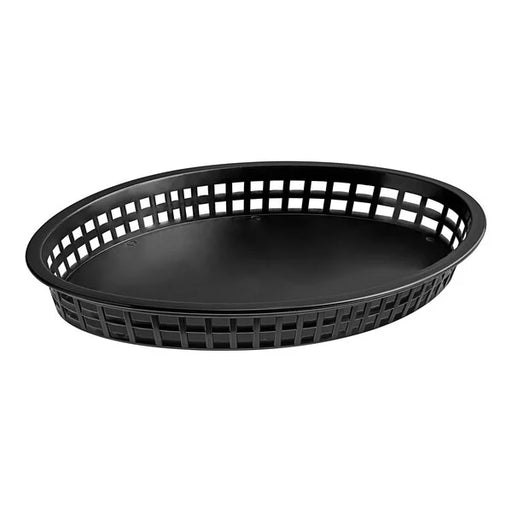 TableCraft - Texas Platter Basket 12 3/4" x 9 1/2" x 1 1/2" Black Oval 1086BK - 1/1EA