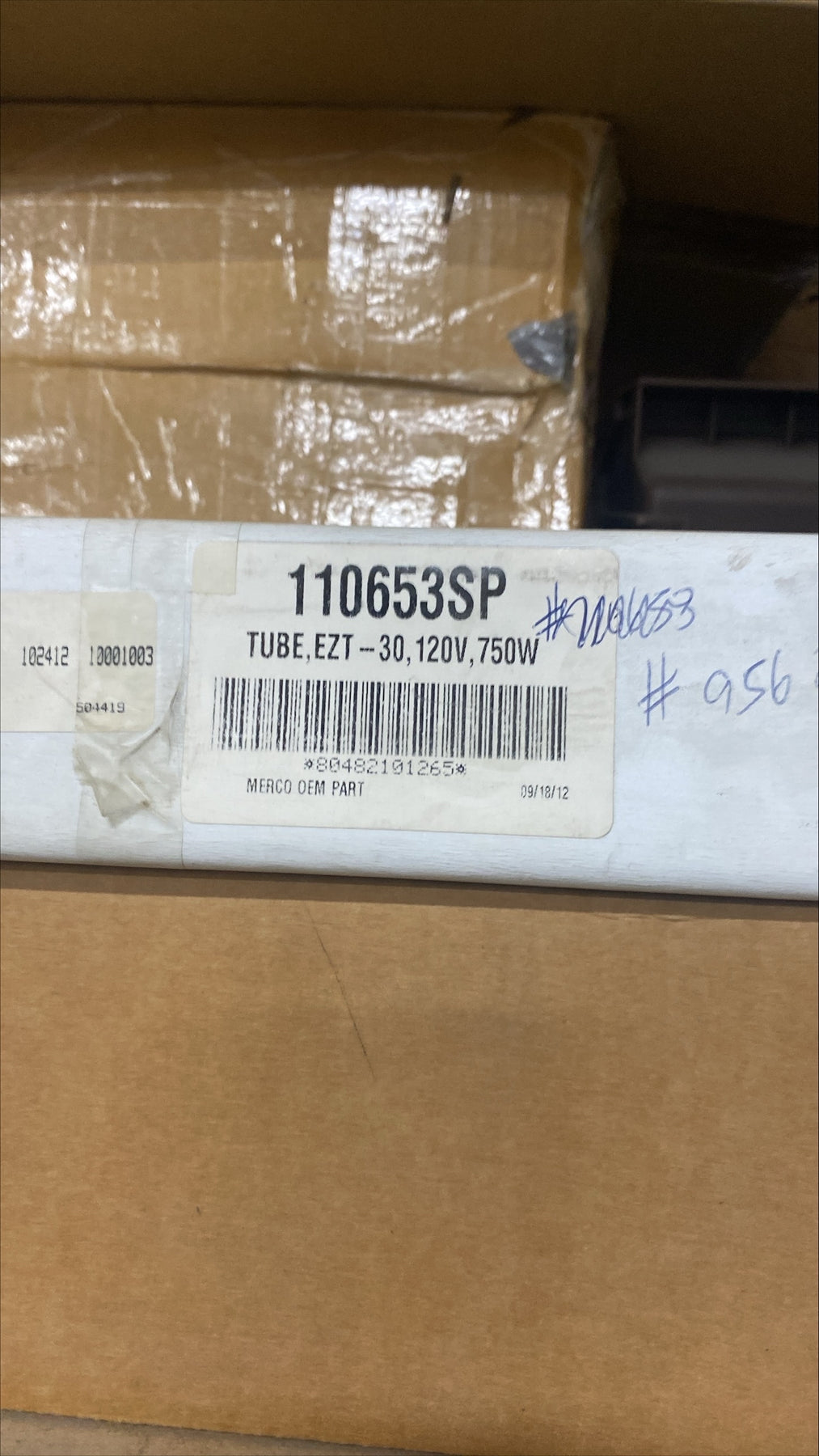 Merco Heater Tube, 120V, 750W, Ezt-30 110653SP 1/1EA*