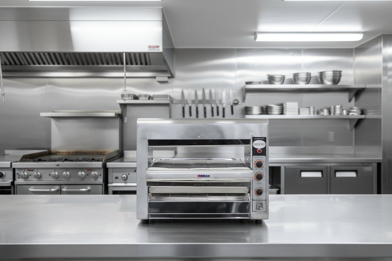 Omcan Conveyor Toaster Oven with 14″ Belt – 3.6kW, 240V, 1Ph 11387* (Floor Model)