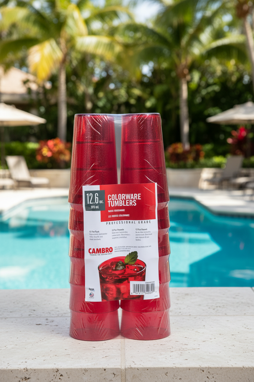 Cambro - Colorware Tumbler, Multi Pack, 12.6 oz, Ruby Red, 1200PSW12156 - (Pack of 12)