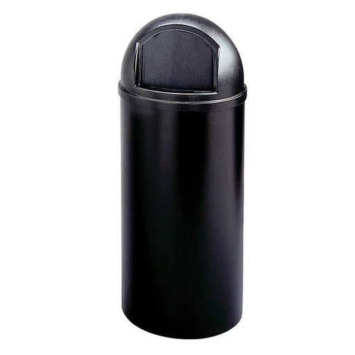 Rubbermaid Marshal Classic Round Resin Trash Can Black, 60 Qt with Retainer Bands FG816088BLA