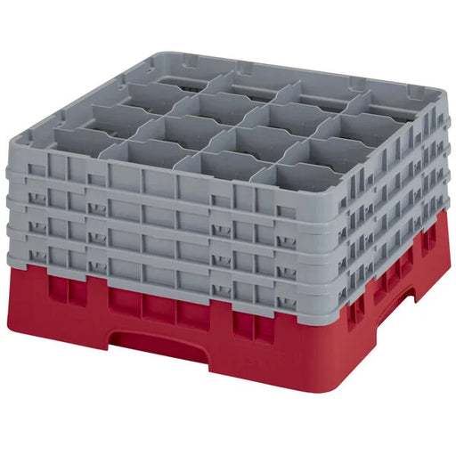 Cambro Camrack Red Glass Rack, 16 Compartments + 4 Extenders 16S900163*