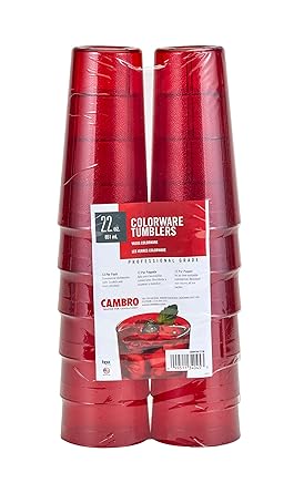 Cambro - Colorware Tumbler, Multi Pack, 22 oz, Ruby Red, 2000PSW12156 - (Pack of 12)