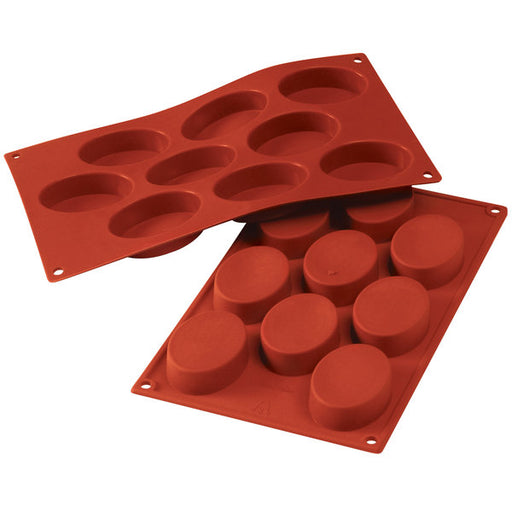 SiliconFLEX 9 Compartment Medium Ovals Silicone Baking Mold - 2 3/4" x 1 15/16" x 13/16" Cavities - SF018N