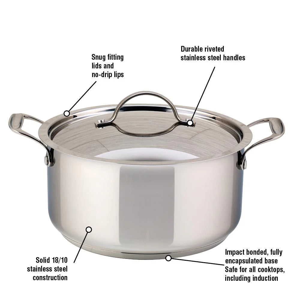 Meyer - Confederation Dutch Oven, 5L, With Cover, Stainless Steel, Made in Canada 2407-24-05