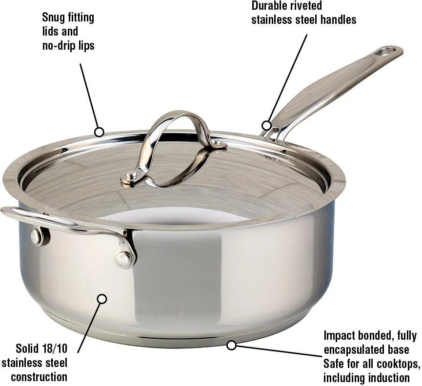 Meyer Confederation Stainless Steel 4L Saute Pan with Cover 2408-24-04
