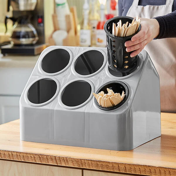 Vollrath - Flatware Organizer, Gray Plastic, 6-Cylinder, 52644 - 1/1EA