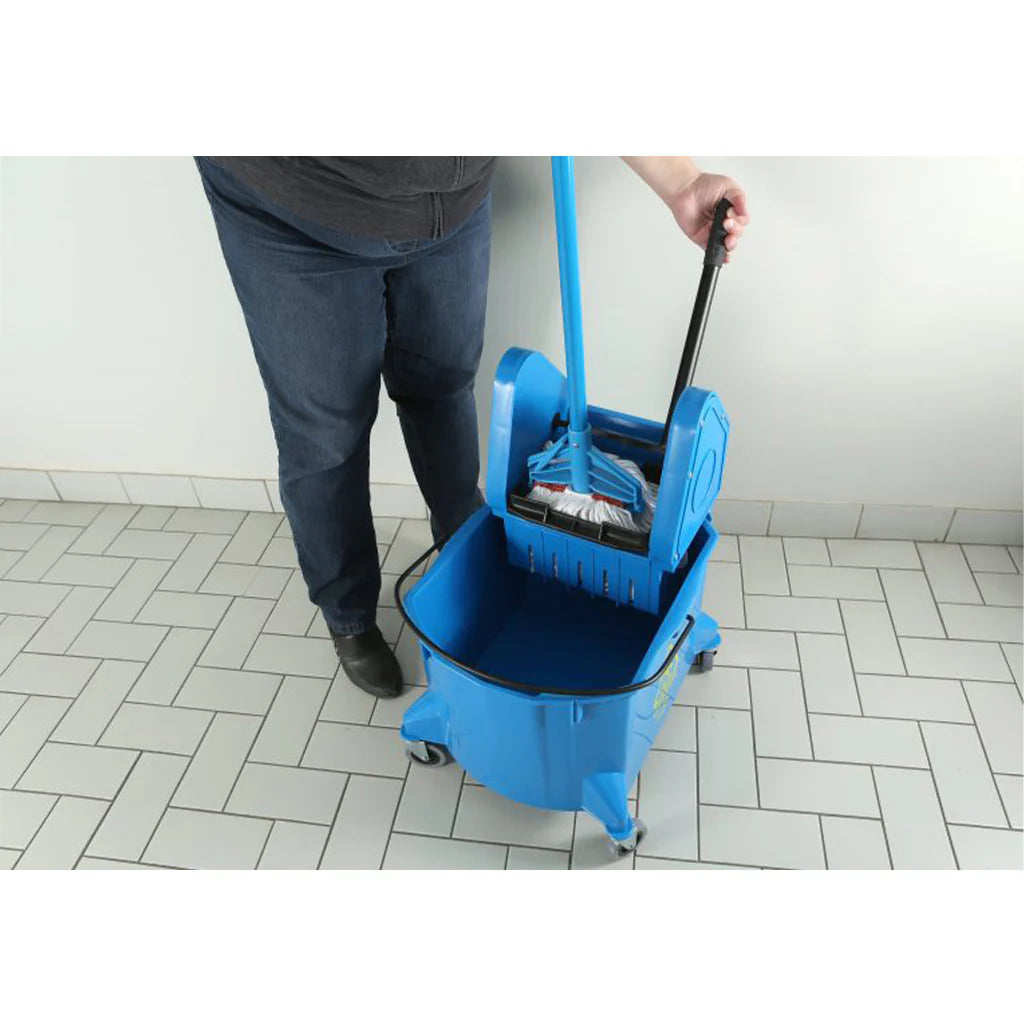 Globe Commercial - Bucket & Wringer 40 Qt Blue Downpress 3078B - (1 Combo)