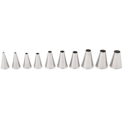 Ateco 810 10-Piece Stainless Steel Plain Piping Tip Decorating Set