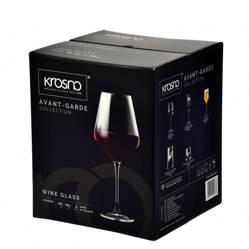 Krosno Red Wine Glasses, Set of 4, 550ML 590303 CL
