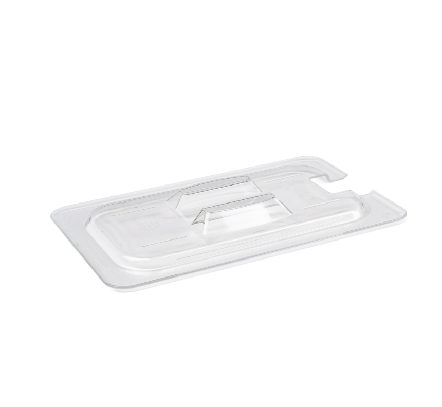 Browne One-Quarter Size (1/4) Clear Polycarbonate Food Pan Lid with Notch ( 1 Each) 35559