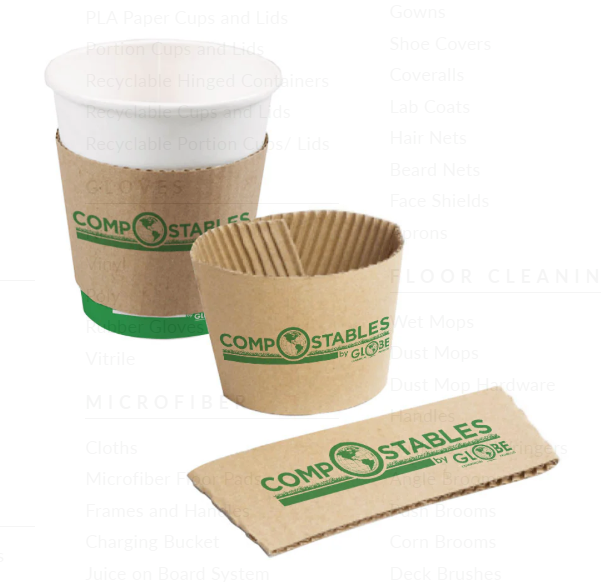 Globe Commercial - Coffee Cup Sleeves (8 oz to 10 oz) Brown 6085 - (Pack of 1000)