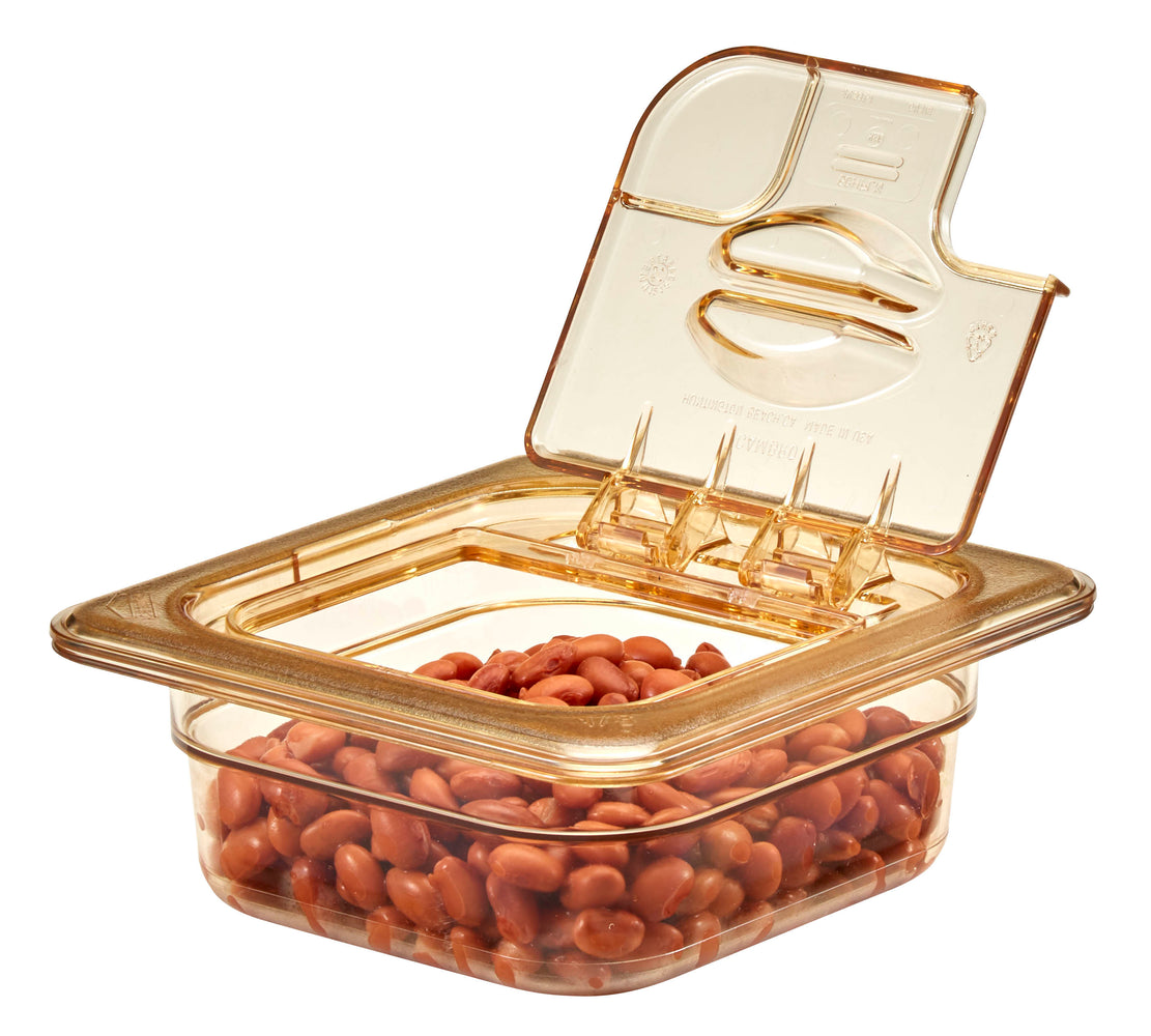 Cambro - Pan Cover Flip Notched 1/6 Size Amber 60HPLN150 - 1/1EA