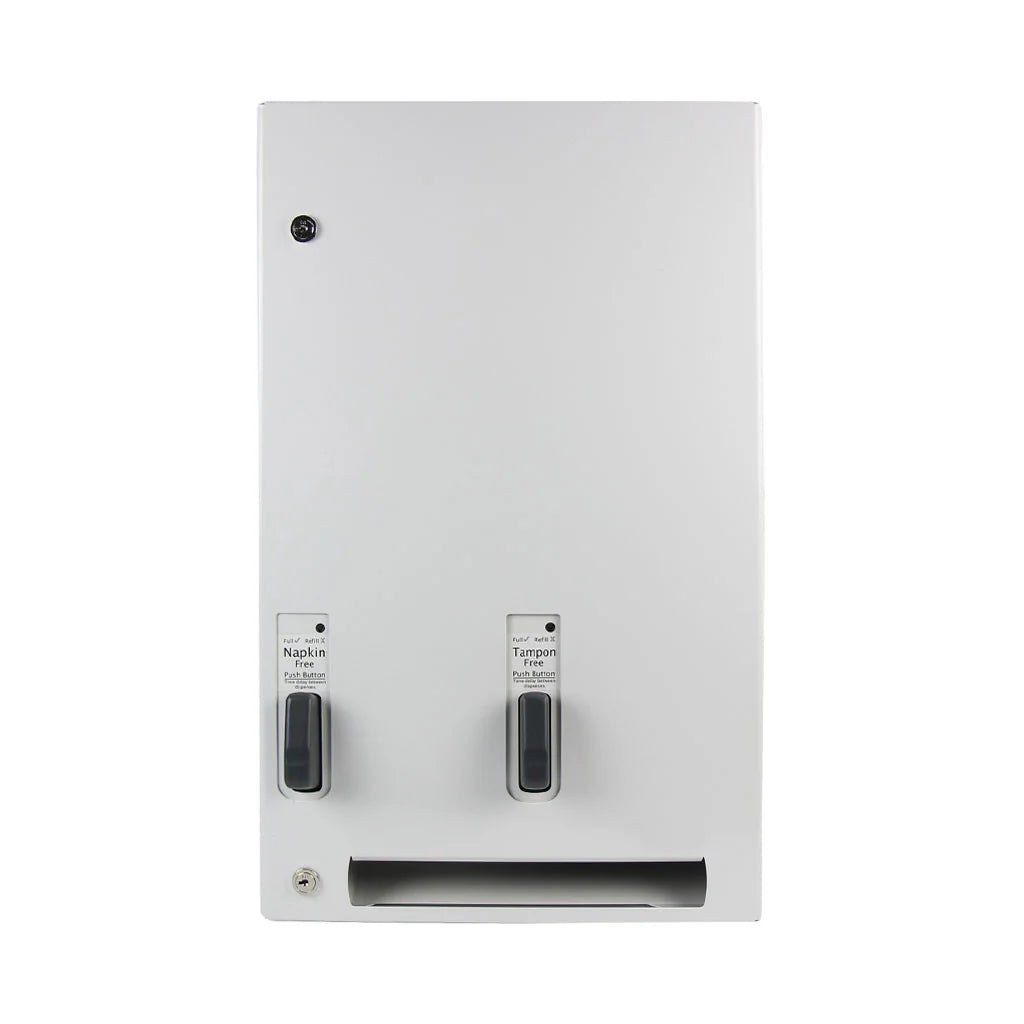 Globe Commercial - Push Button Sanitary Pad & Tampon Dispenser White 6181 - 1/1EA