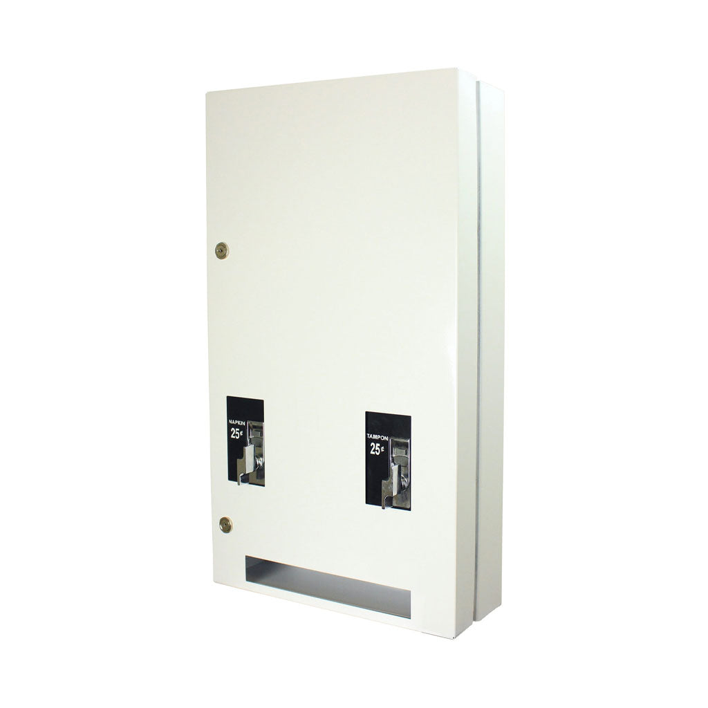 White Metal Feminine Product Dispenser Free Push Button for Pads and Tampons