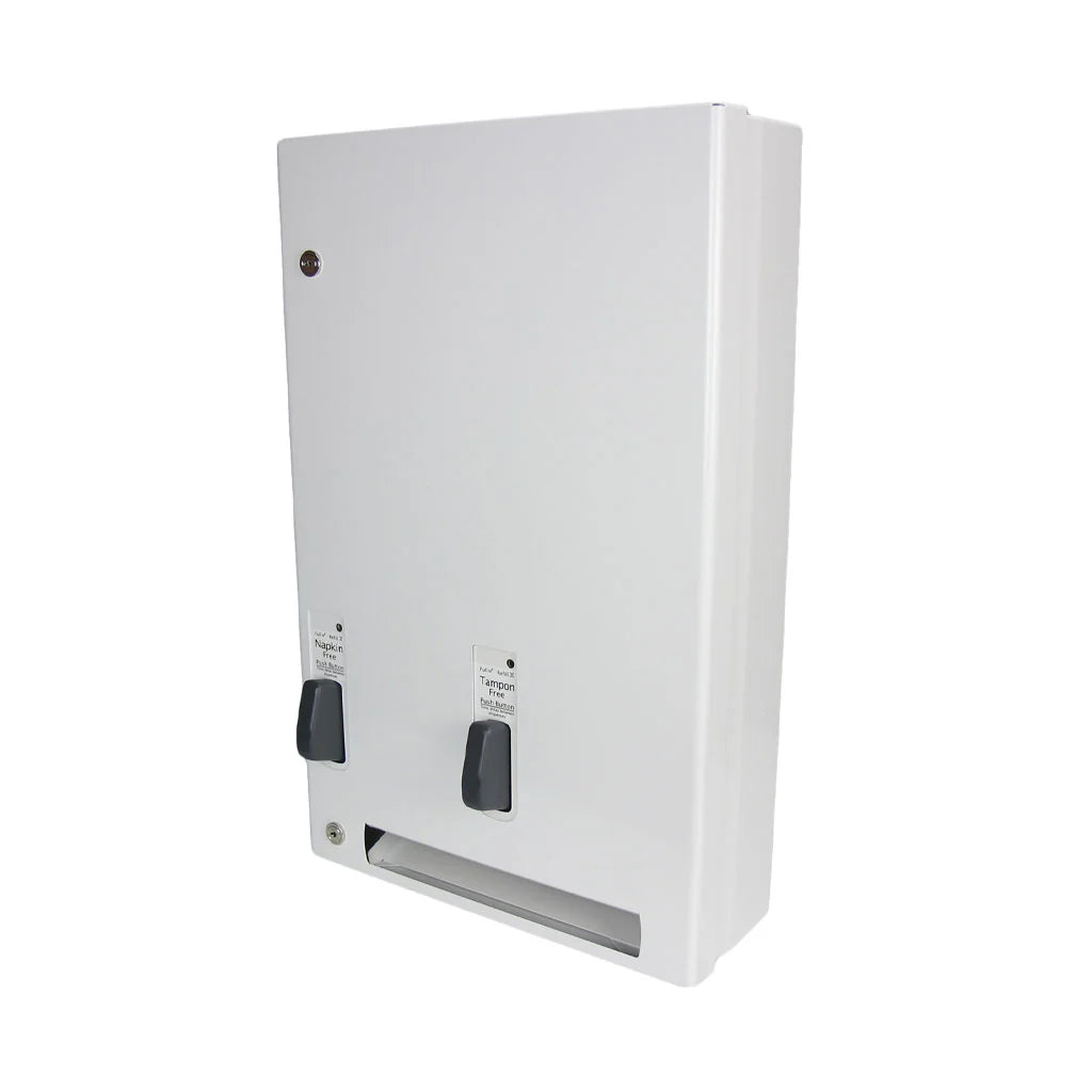 Globe Commercial - Push Button Sanitary Pad & Tampon Dispenser White 6181 - 1/1EA