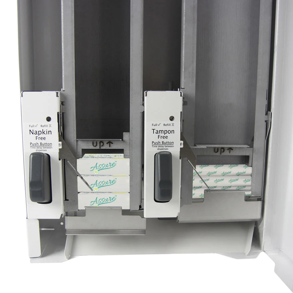 Globe Commercial - Push Button Sanitary Pad & Tampon Dispenser White 6181 - 1/1EA