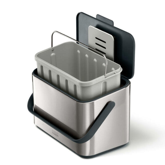 Joseph Joseph - Collect Food Waste Caddy, Stainless-Steel, 4L 7030145SS - 1/1EA