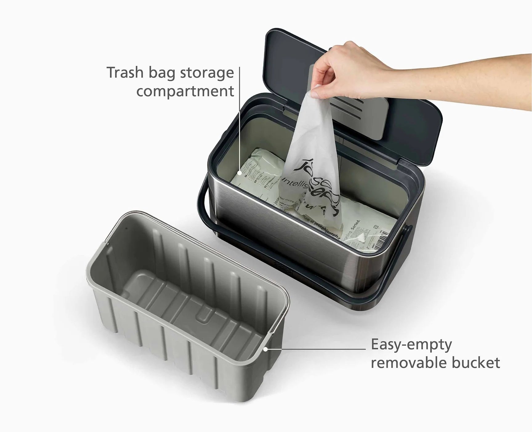 Joseph Joseph - Collect Food Waste Caddy, Stainless-Steel, 4L 7030145SS - 1/1EA