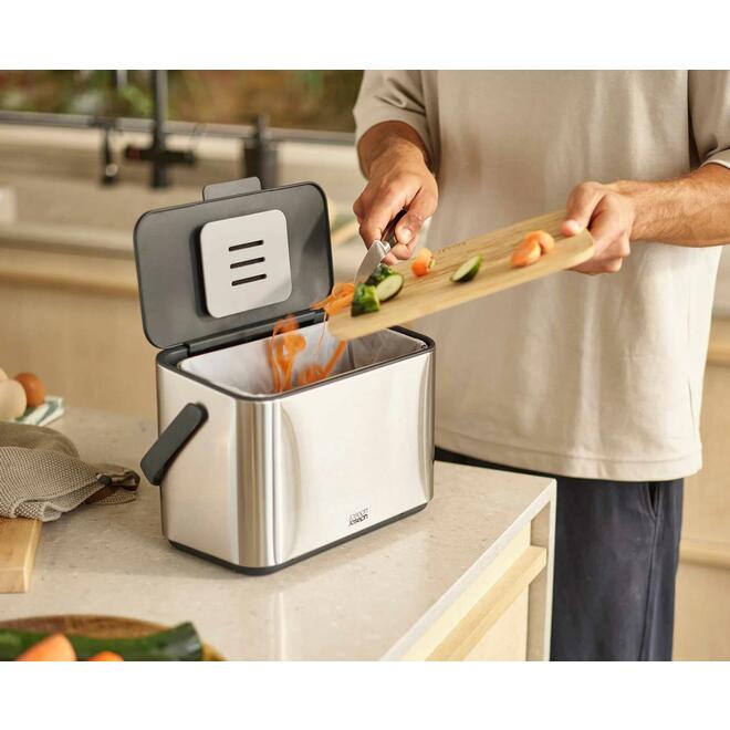 Joseph Joseph - Collect Food Waste Caddy, Stainless-Steel, 4L 7030145SS - 1/1EA