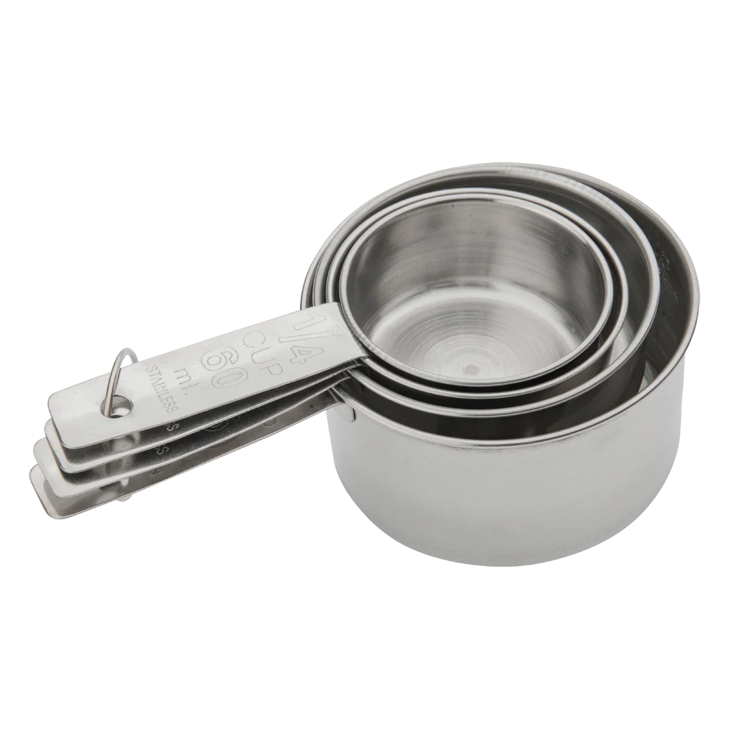 Browne Measuring Cup Set 4 Piece Stainless Steel 1/4 cup, 1/3 cup, 1/2 cup, 1 cup 1/1EA 746107