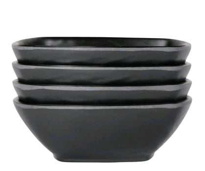 Elite - Bowl Square 8 oz Black Melamine JW4033 - (Case of 6)