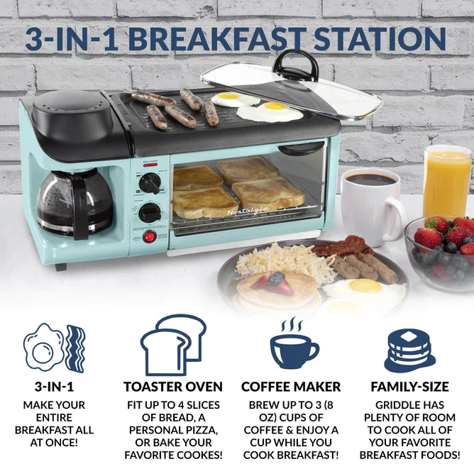Nostalgia 3 in 1 Station Coffee Griddle Toaster s.t.o.p. Restaurant Supply