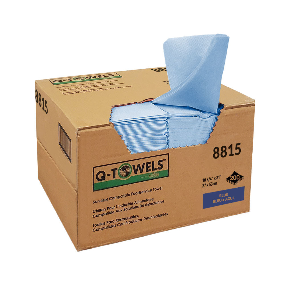 Globe Commercial - Q-Towel Sanitizer Compatible Foodservice Towel - 10.75