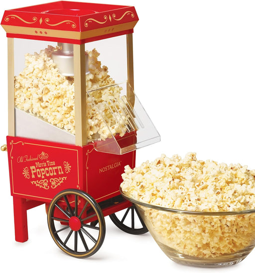 Nostalgia Popcorn Maker, 12 Cups Hot Air Popcorn Machine Vintage Movie Theater Style, Red OFP501