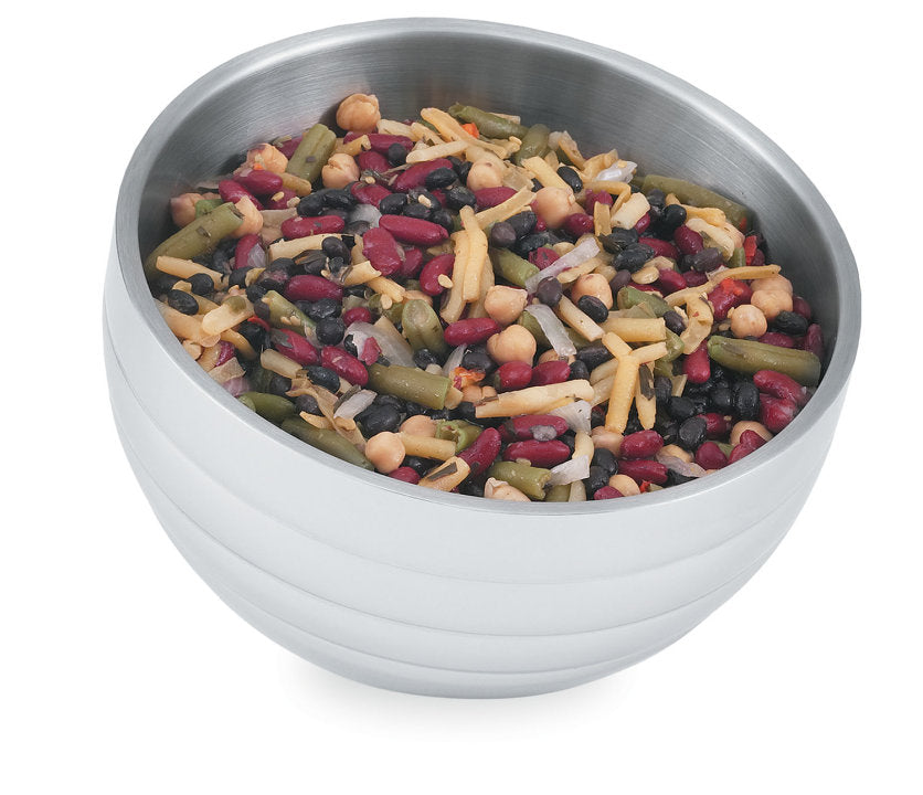 Vollrath 46585 2QT Round angled double-wall s/s serving bowl with beehive pattern*