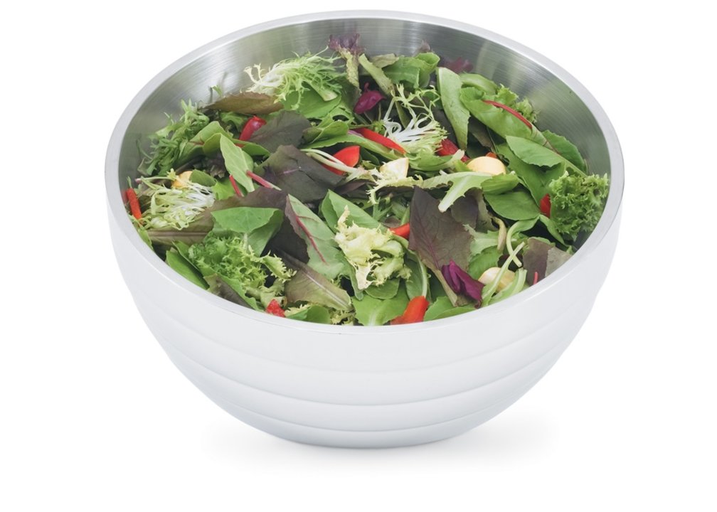 Vollrath 46585 2QT Round angled double-wall s/s serving bowl with beehive pattern*