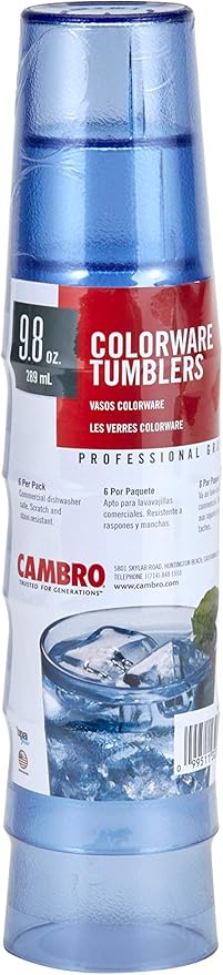 Cambro - Colorware Tumbler, Multi Pack, 9.5 oz, Slate Blue, 950PSW401 - (Pack of 6)