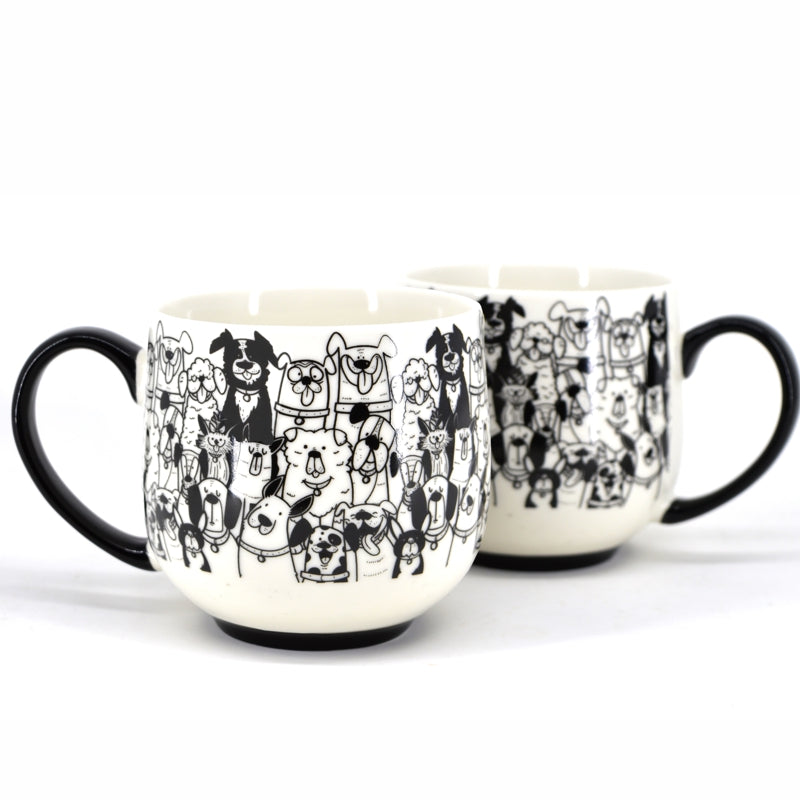 Danesco, PAWS Cafe, dogs mugs,  17oz (500ml), set of 2, 983012 BW