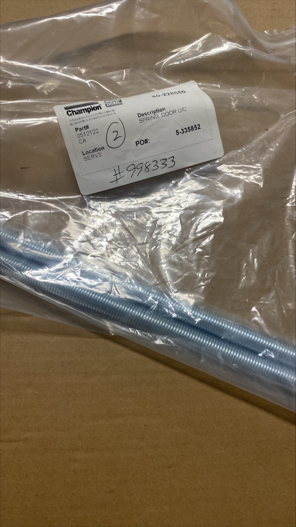 Champion Door Spring, Undercounter 512122 1/1EA*