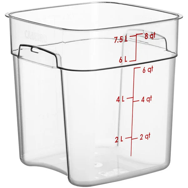 CamSquares FreshPro - 8 QT Clear Square Polycarbonate Food Storage Container 8SFSPROCW135 - 1/1EA