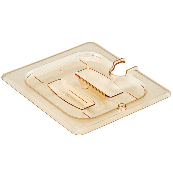 Cambro - Lid, 1/6 Size, Amber, High Heat, Handled, with Spoon Notch, 60HPCHN150