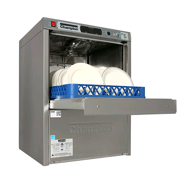 Undercounter High Temperature Dishwashing Machine with Heat recovery and built in Booster Heater on white background