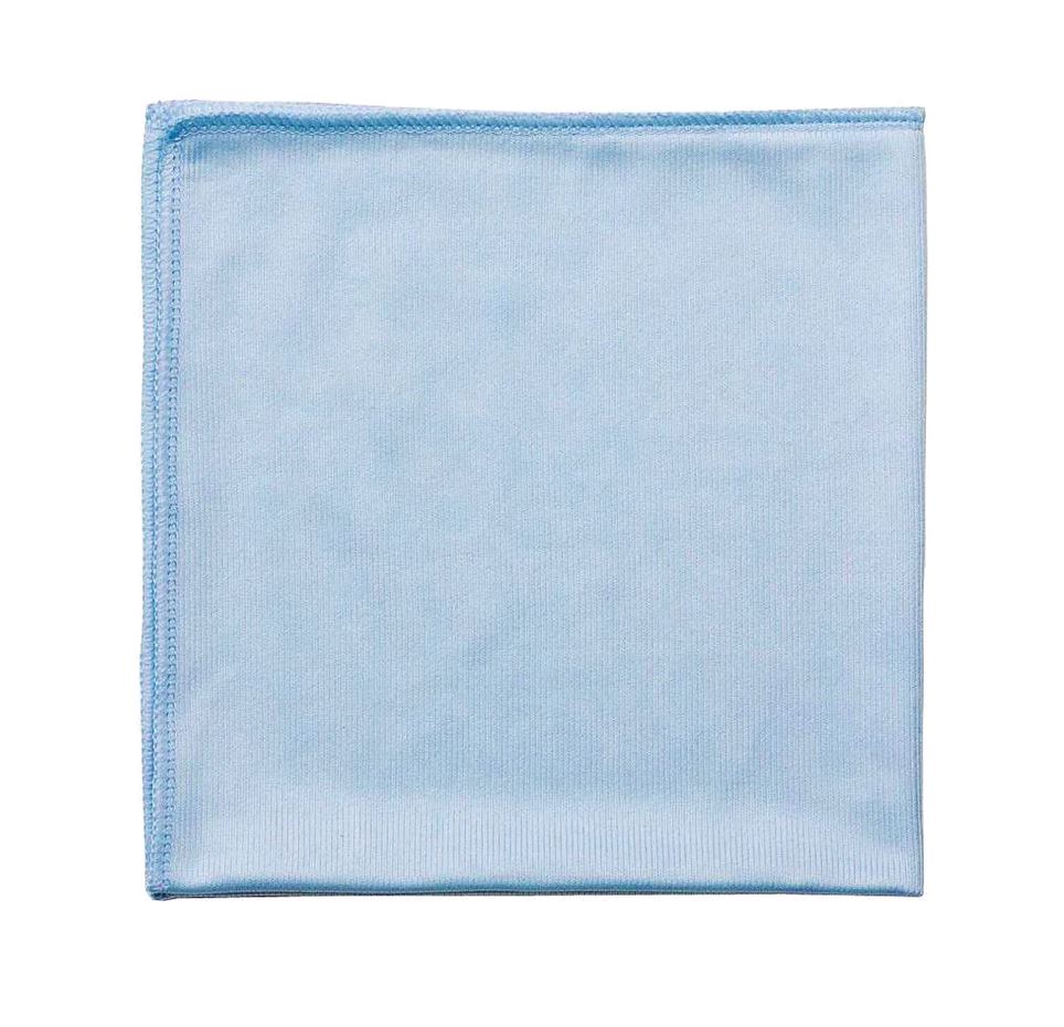 Globe Commercial - 16" x 16" Blue Glass/Mirror Microfiber Cloth 3128 - 1/1EA