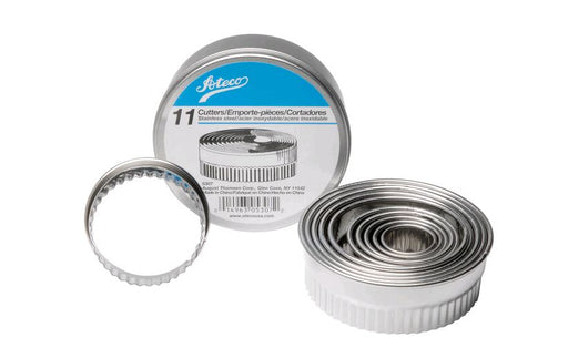 11 piece stainless cutter set against white background