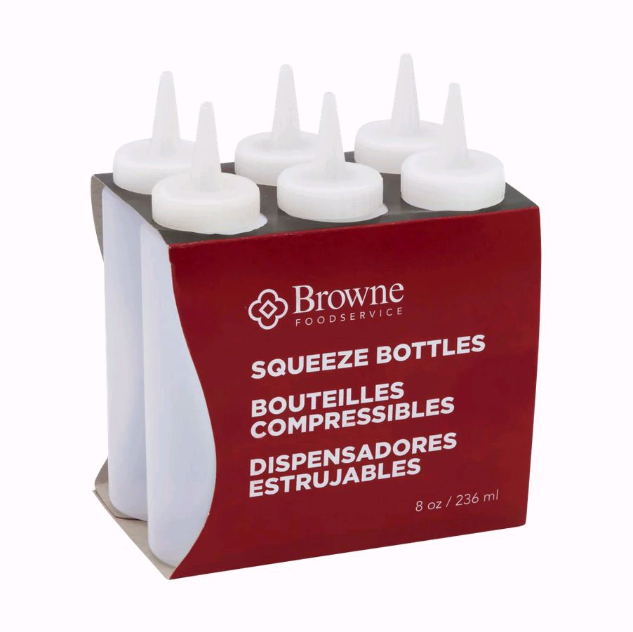 Browne Squeeze Bottles Clear 8 oz 57800800 (Pack of 6)