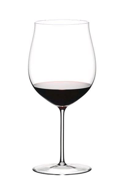 Clear Burgundy Wine Glass against white background
