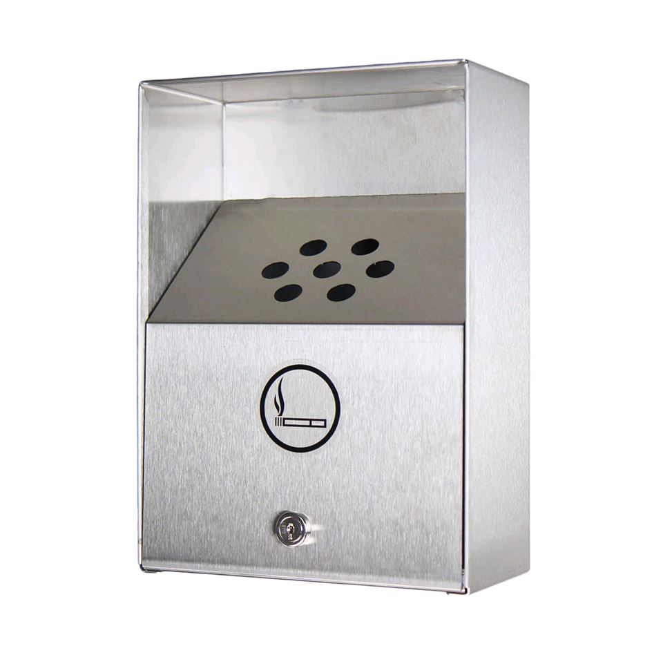 Globe Commercial - Wall Mounted Heavy-Duty Ashtray Stainless Steel 1909 - 1/1EA